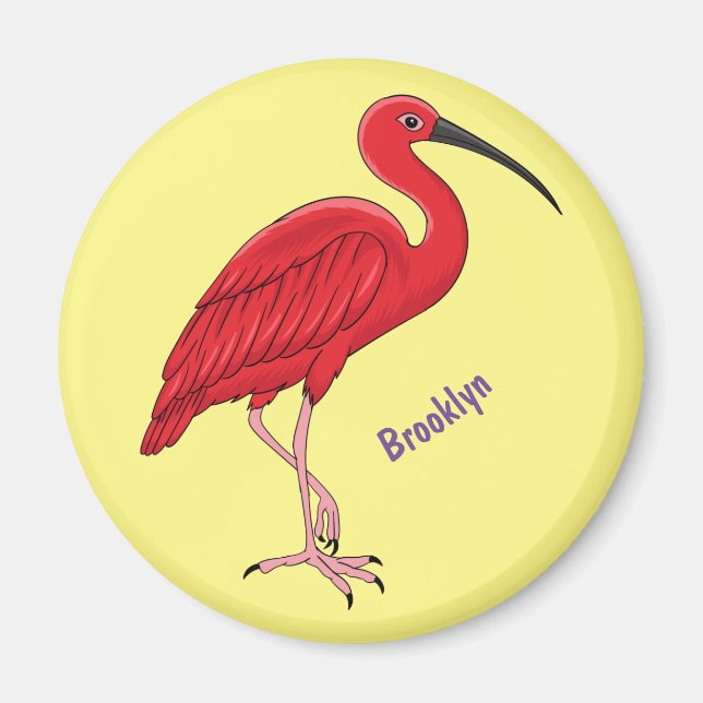 Scarlet ibis-tecknad (fågelbild) magnet (Framsidan)