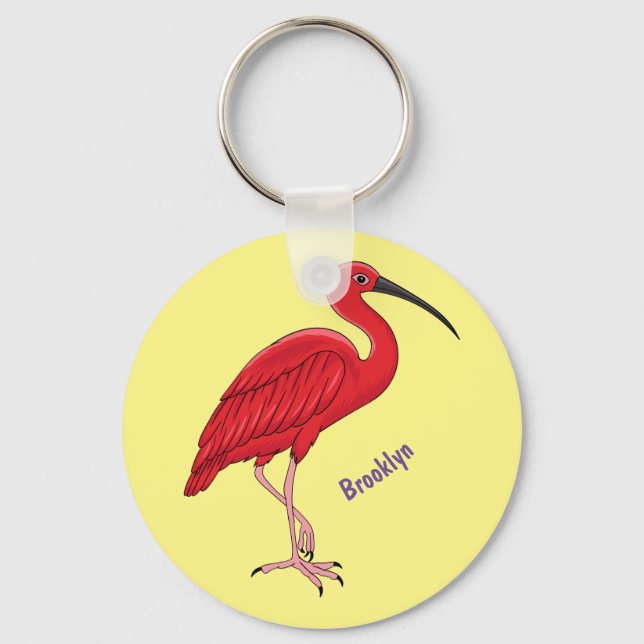 Scarlet ibis-tecknad (fågelbild) nyckelring (Framsida)