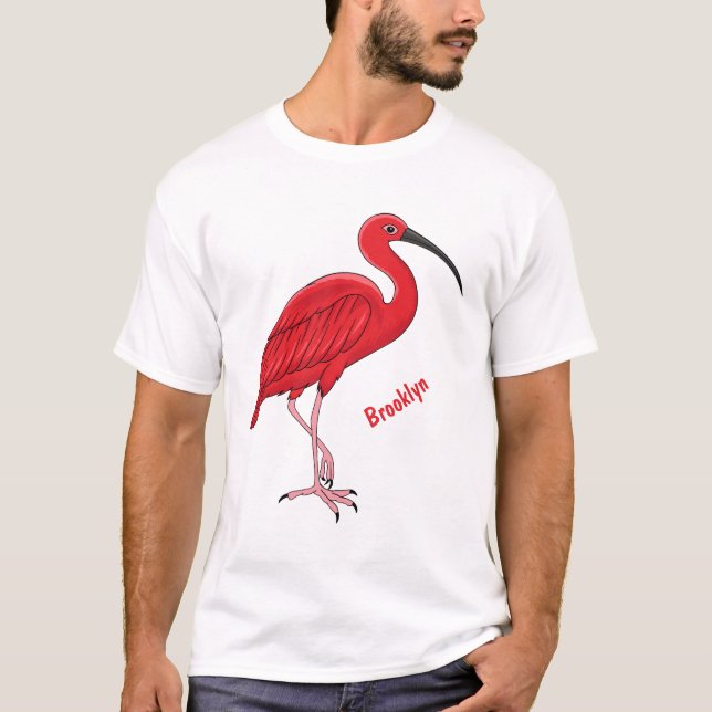 Scarlet ibis-tecknad (fågelbild) t shirt (Framsida)