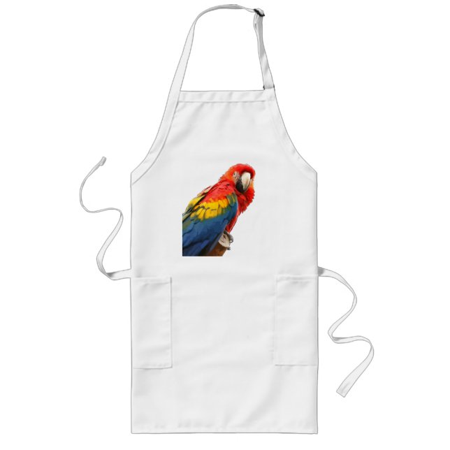 Scarlet Macaw Apron Långt Förkläde (Framsidan)
