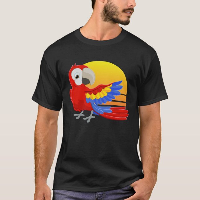 Scarlet Macaw Costume Men Women Kids T Shirt (Framsida)