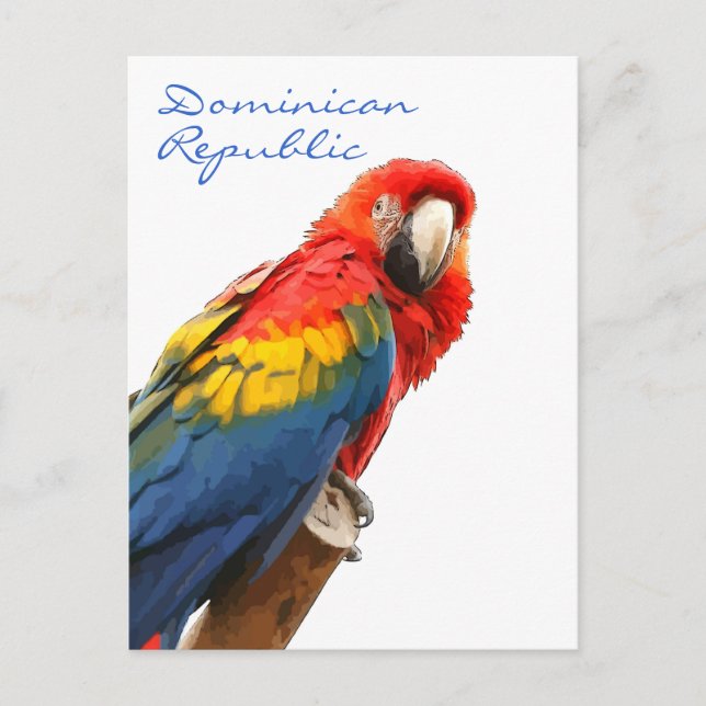 Scarlet Macaw Dominikanska republiken vykort (Framsida)
