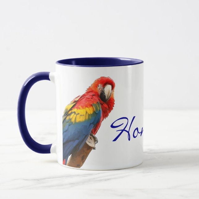 Scarlet Macaw Honduras Ceramic Mugg (Vänster)