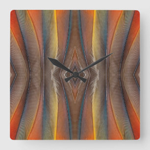 Scarlet Macaw-luddardesign Fyrkantig Klocka