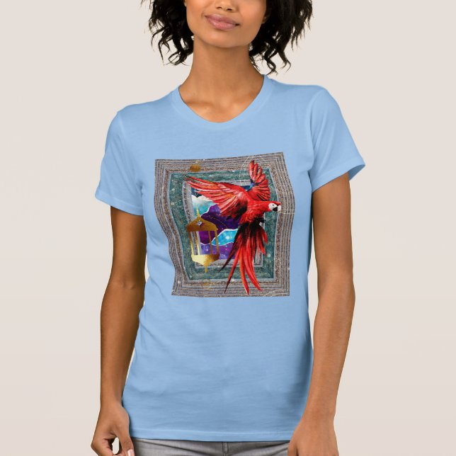 Scarlet Macaw och Hermit - Parrot Tarot T Shirt (Framsida)