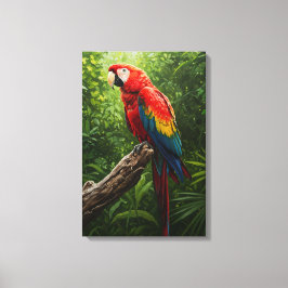 Scarlet Macaw-Oljemålning Canvastryck