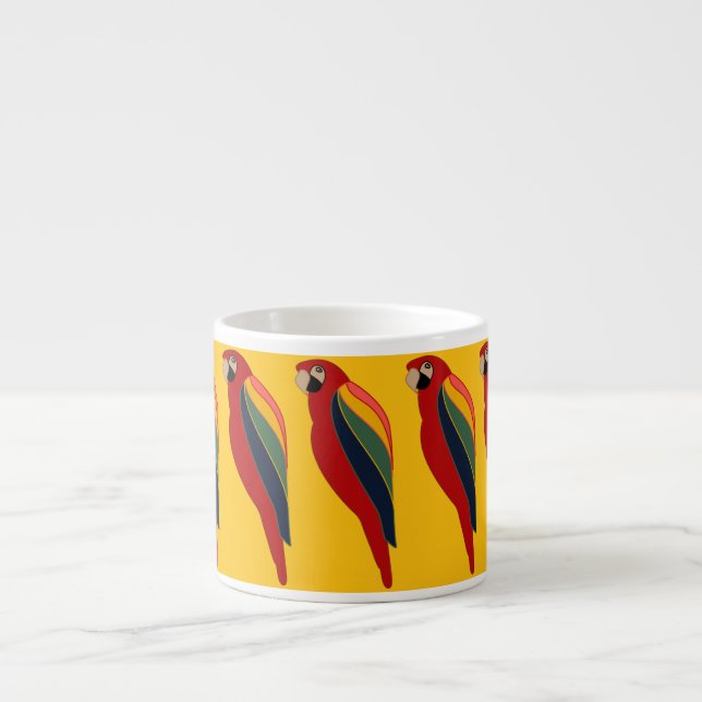 Scarlet Macaw on Yellow Espresso Mug Espressomugg (Framsidan)