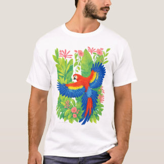 Scarlet Macaw Papegoja tropiska växter T Shirt