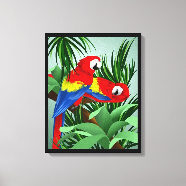 Scarlet Macaw Parrot Art Canvastryck (Framsida)