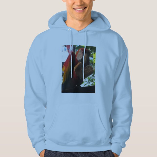 Scarlet Macaw Parrot Eating Toast Sweatshirt Med Luva (Framsida)