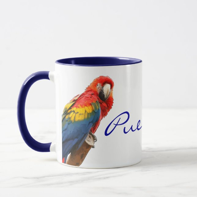 Scarlet Macaw Puerto Rico Ceramic Mugg (Vänster)
