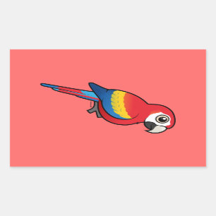 Scarlet Macaw Rektangulärt Klistermärke