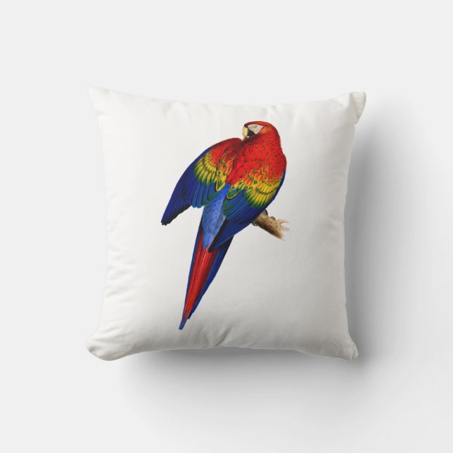 Scarlet Macaw Tropical Colorful Rain Forest Bird Kudde (Framsida)