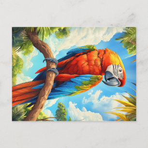 Scarlet macaw vykort