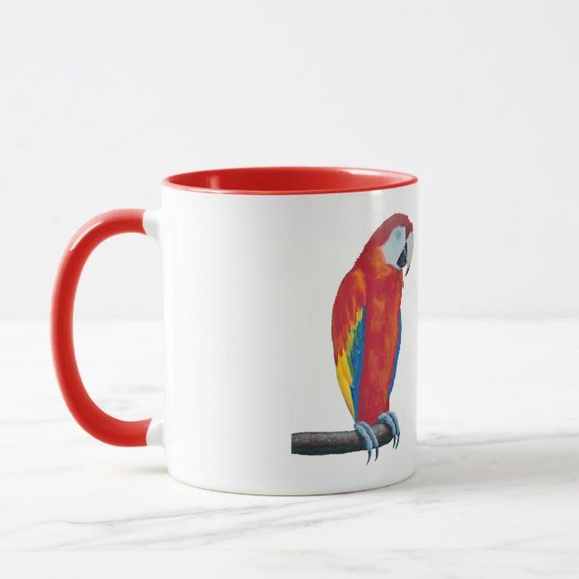 Scarlet Macaw Wildlife Red Ringer Coffee Mugg Kopp (Vänster)