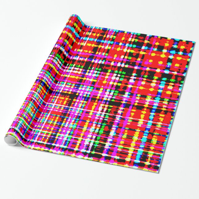 Scarlet Modern Chic Tartan Rutig Presentpapper (Utrullad)