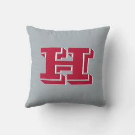 Scarlet och Grå Kollegiala Färgstil Monogram Kudde