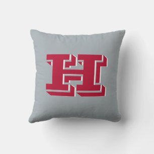 Scarlet och Grå Kollegiala Färgstil Monogram Kudde