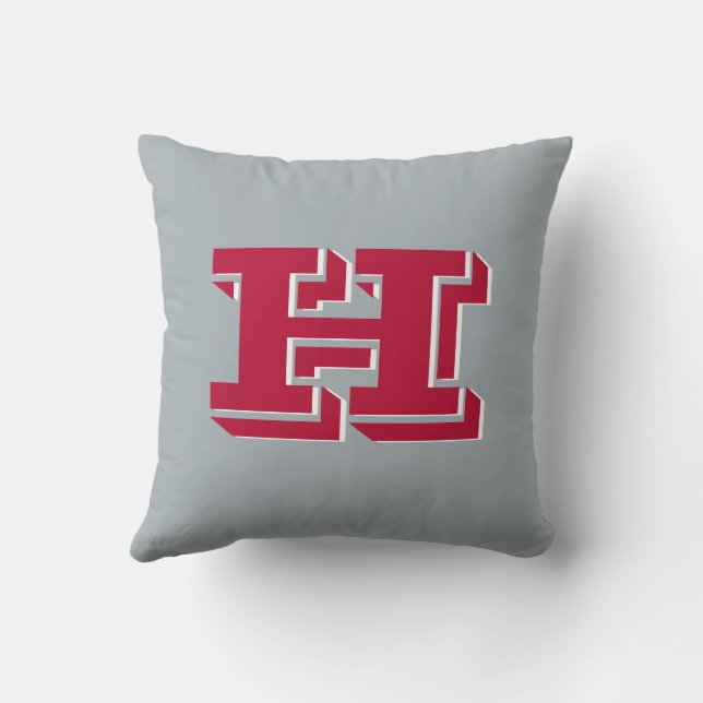 Scarlet och Grå Kollegiala Färgstil Monogram Kudde (Baksida)