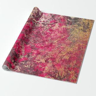 Scarlet och Guld Marble Presentpapper
