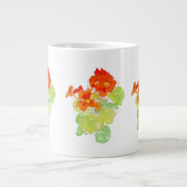 Scarlet och Orange VattenfärgsNasturtium Jumbo Mugg