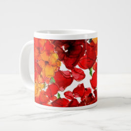 Scarlet och Orange Vattenfärgvallblommor på vitt Jumbo Mugg