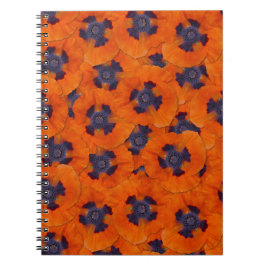 Scarlet Orange Poppy Seamless Mönster Anteckningsbok