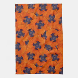 Scarlet Orange Poppy Seamless Mönster Kökshandduk