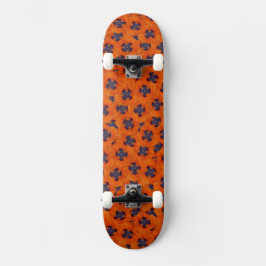 Scarlet Orange Poppy Seamless Mönster Mini Skateboard Bräda 18,5 Cm