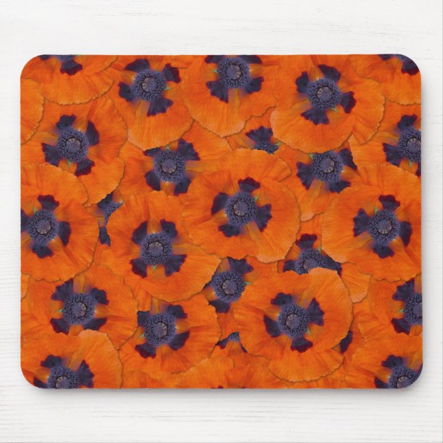 Scarlet Orange Poppy Seamless Mönster Musmatta (Framsidan)