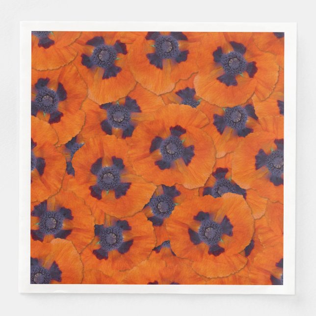 Scarlet Orange Poppy Seamless Mönster Pappersservett (Framsida)