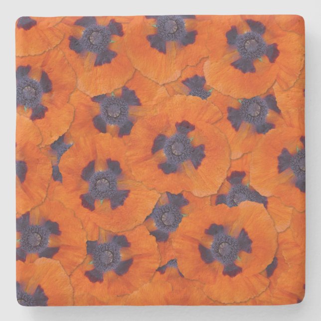Scarlet Orange Poppy Seamless Mönster Stenunderlägg (Framsidan)