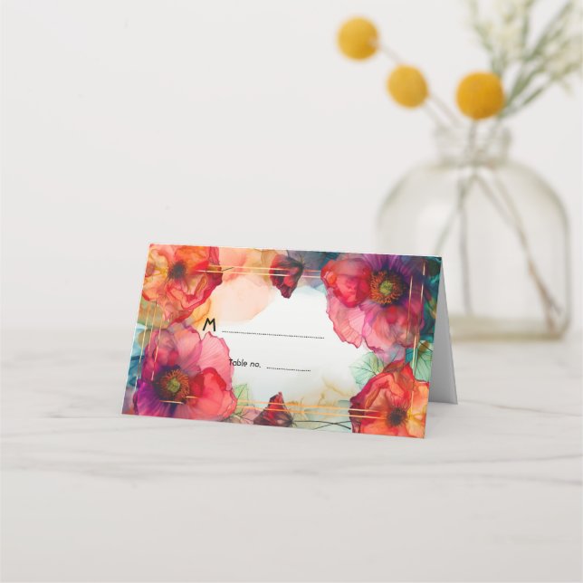 Scarlet Petal Elegance Placeringskort (Framsida)