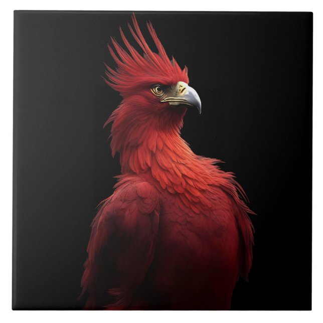 Scarlet Phoenix Sits Proudly Kakelplatta (Framsidan)