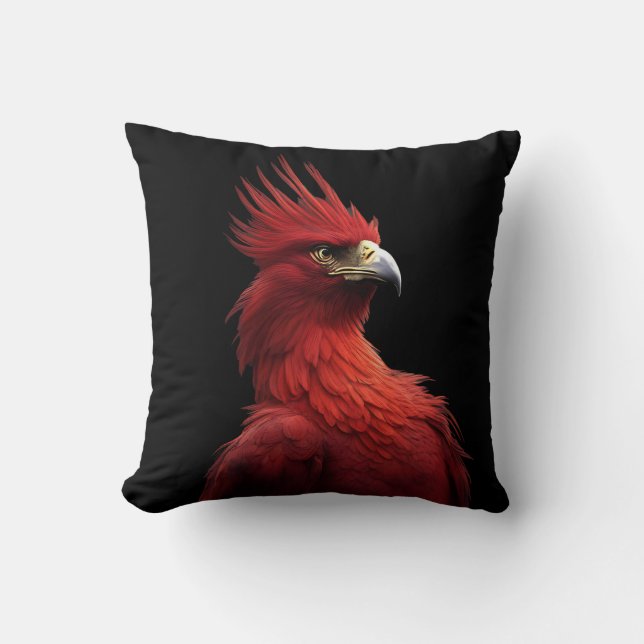 Scarlet Phoenix Sits Proudly Kudde (Framsida)