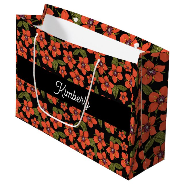 Scarlet Pimpernel Vattenfärg Monogram Namn (Framsidan Vinklad)