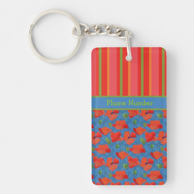 Scarlet Poppies, Rand: Chic Oblong Keychain (Framsidan)