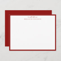 Scarlet Red 'A Note from' Classic Gräns Note Card