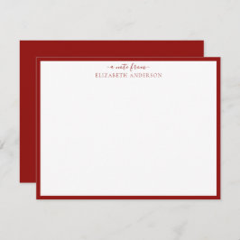 Scarlet Red 'A Note from' Classic Gräns Note Card Anteckningskort