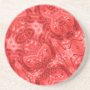 Scarlet Red abstrakt modern konst Round Underlägg