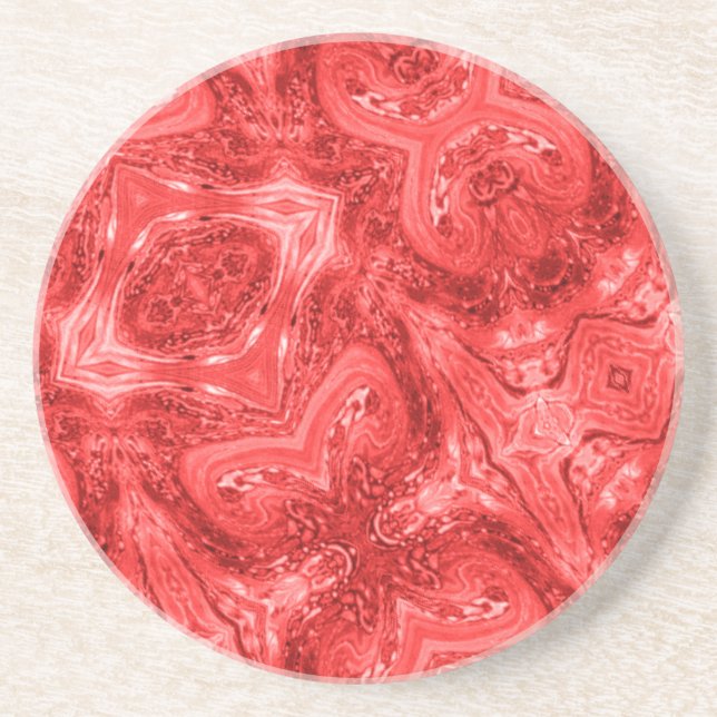 Scarlet Red abstrakt modern konst Round Underlägg (Framsidan)