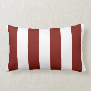 Scarlet Red and White Bold Lodrät Rand Lumbarkudde