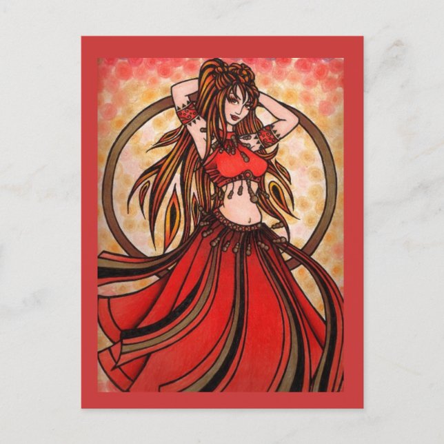 Scarlet Red Belly Dancer Postcard Vykort (Framsida)