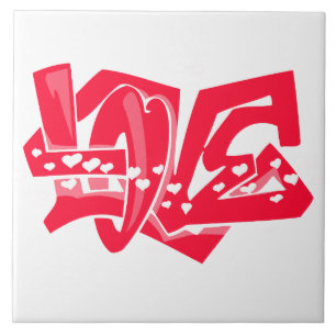 Scarlet Red Kärlek Graffiti Kakelplatta