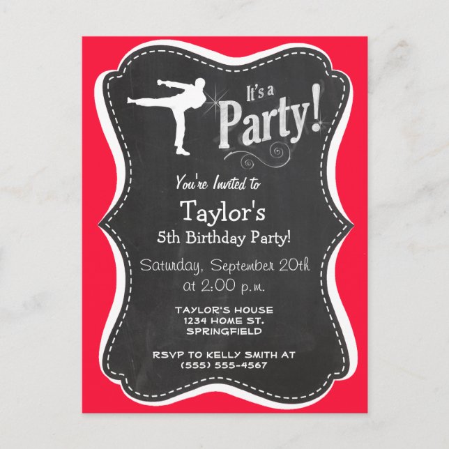 Scarlet Red Martial Arts Inbjudan Vykort (Framsida)