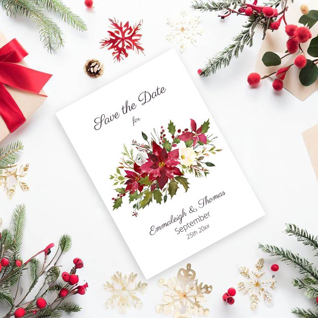 Scarlet Red Poinsettia-Blommigtar Spara datum Spara Datumet (Skapare uppladdad)