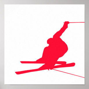 Scarlet Red Snö Ski Poster