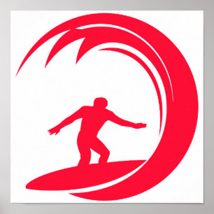 Scarlet Red Surfing Poster