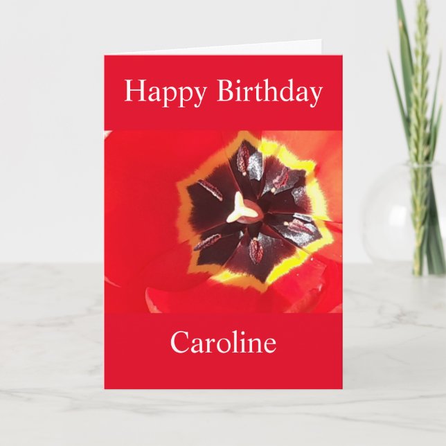 Scarlet Red Tulip Birthday Card Kort (Framsida)