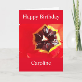 Scarlet Red Tulip Birthday Card Kort
